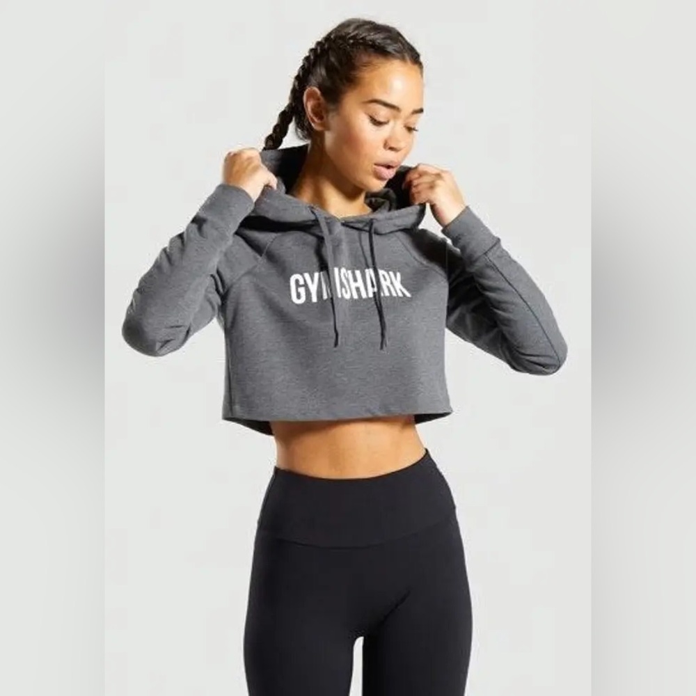 Gymshark || Grey Cropped Hoodie (M)